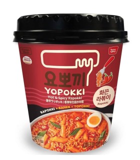 Gnocchi di riso Coreani e Ramen Noodles con salsa Piccante Rabokki cup - Yopokki 145g