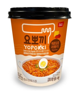 Gnocchi di riso Coreani e Ramen Noodles con salsa Agrodolce Piccante Rabokki cup - Yopokki 145g