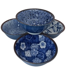 Set 4 ciotole in porcellana con motivo tradizionale giapponese Dimensione Grande