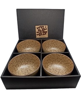 Set 4 ciotole in terracotta giapponese colore marone ideale per piatto udon