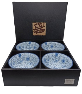 Set 4 ciotole in porcellana con motivo floreale giapponese