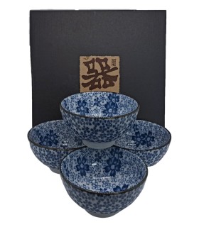 Set 4 ciotole giapponese in porcellana con motivo Sakura