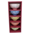 Set 5 ciotole di riso in porcellana dipinto a mano con fiori tradizionali giapponesi
