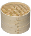 Cestelli Di Bambu Set Da 2 Piani più Coperchio Per Cucina Al Vapore - 18cm