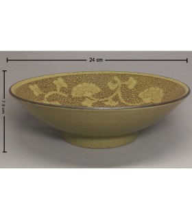 Ciotola Ramen Ceramica Grande Giapponese -  Decorazioni Fiore Marrone
