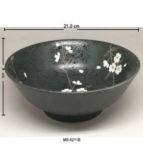 Ciotola Udon in ceramica nera - Dipinto fiore della prugna bianca