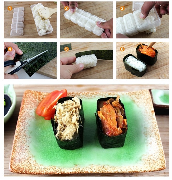 Stampo Sushi Per Onigiri 8Pezzi Stampo Sushi Onigiri Stampo Riso Cartone Animato Di Uova Utensile Da Cucina Fai da te Per Ristoranti Di Sushi Per Ristoranti di Sushi Cucina Casa 